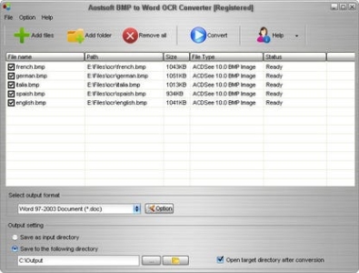 Ключ активации для Aostsoft BMP to Word OCR Converter