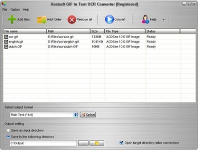 Генератор ключей (keygen)  Aostsoft GIF to Text OCR Converter