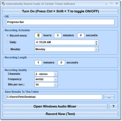 Бесплатный ключ для Automatically Record Audio At Certain Times Software