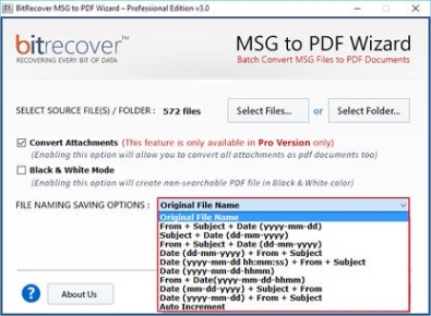 Бесплатный ключ для BitRecover MSG to PDF Wizard