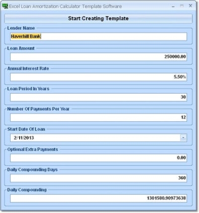 Ключ активации для Excel Loan Amortization Calculator Template Software