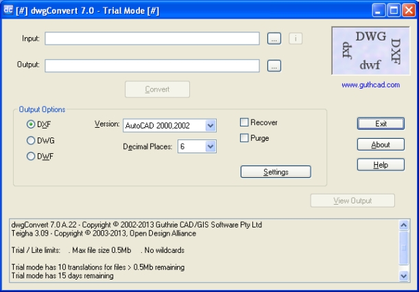 Бесплатный ключ для Guthrie dwgConvert