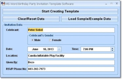 MS Word Birthday Party Invitation Template Software генератор серийного номера