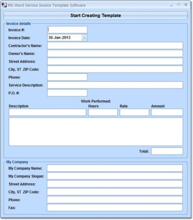 MS Word Service Invoice Template Software генератор серийного номера