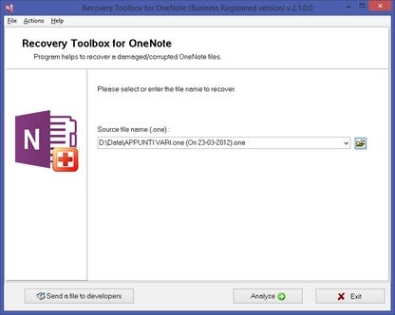 Регистрационный ключ к программе  Recovery Toolbox for OneNote