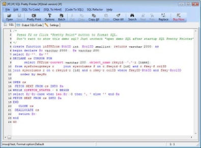 SQL Pretty printer генератор серийного номера