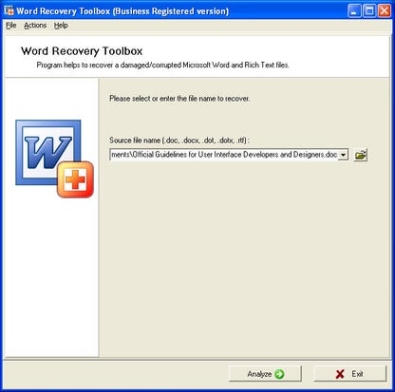 Бесплатный ключ для Word Recovery Toolbox